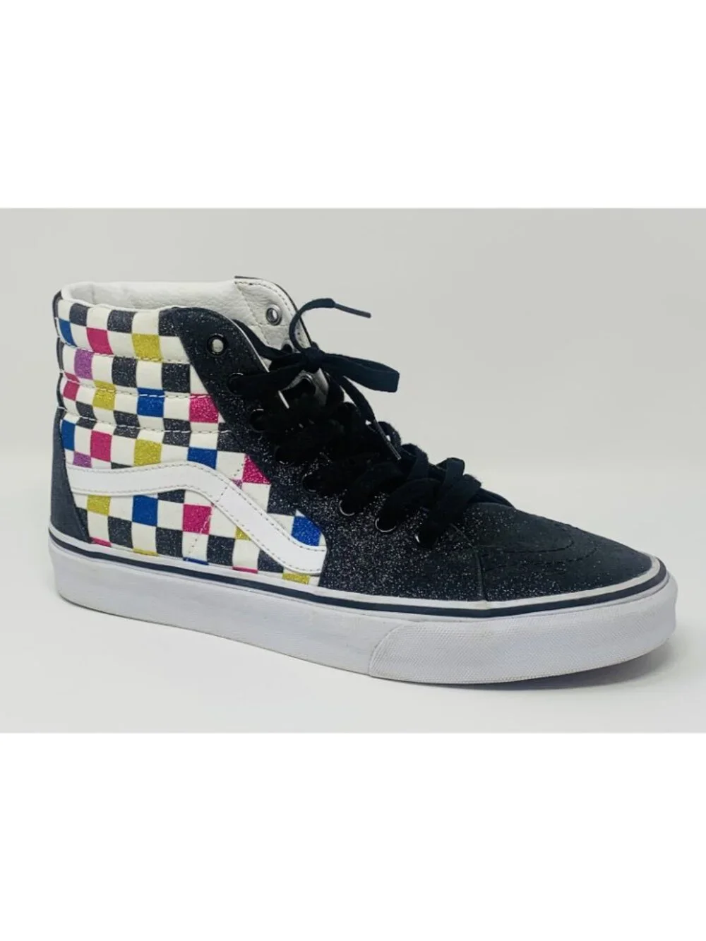 Vans Hi-Tops Checkered Glitter 8.5 Men’s 10 Women’s Skateboard Sneakers Shoes